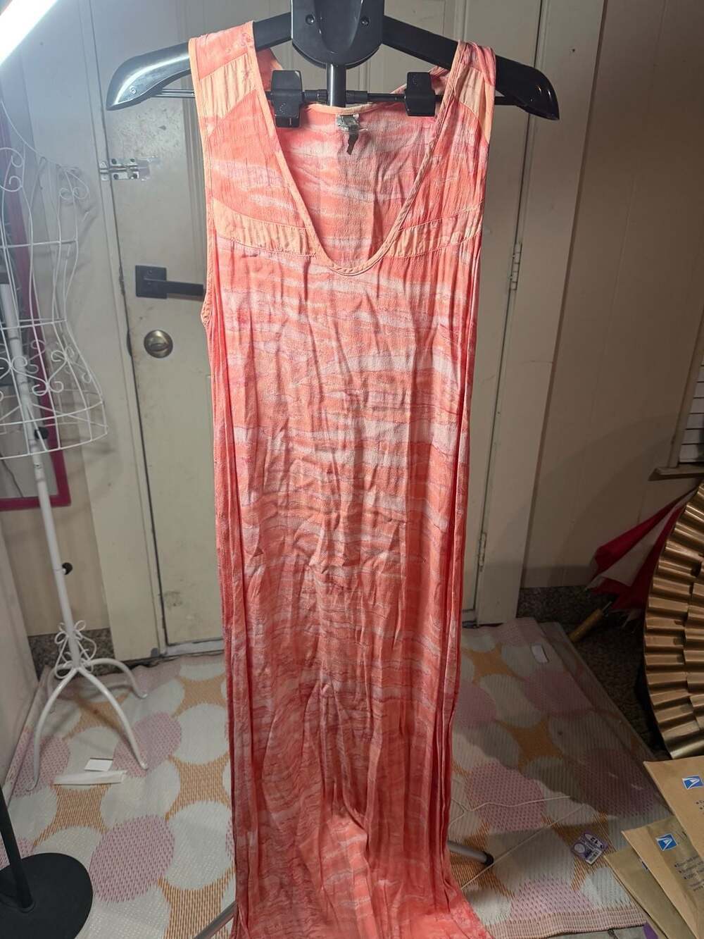 XCVI Sleeveless Maxi Dress Pink Orange Tie Dye Style 3129LC Size Small